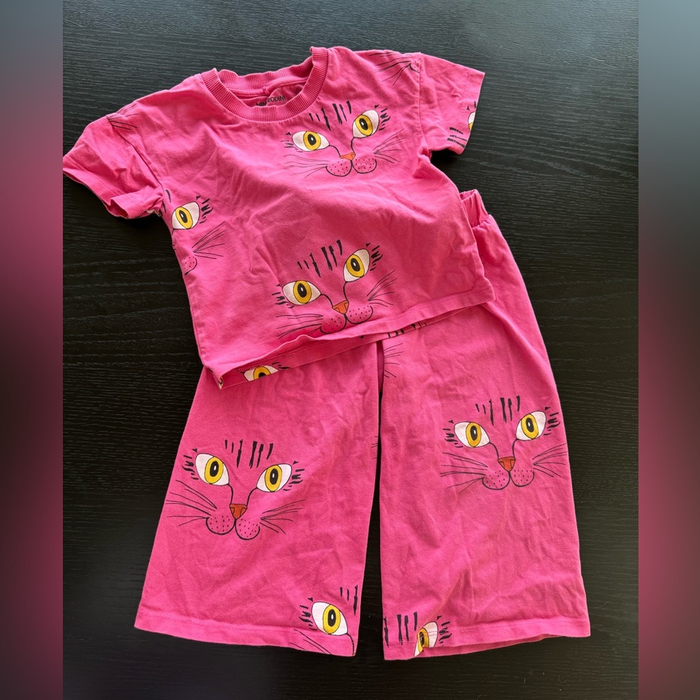Mini Rodini Fuchsia Cat Face Set